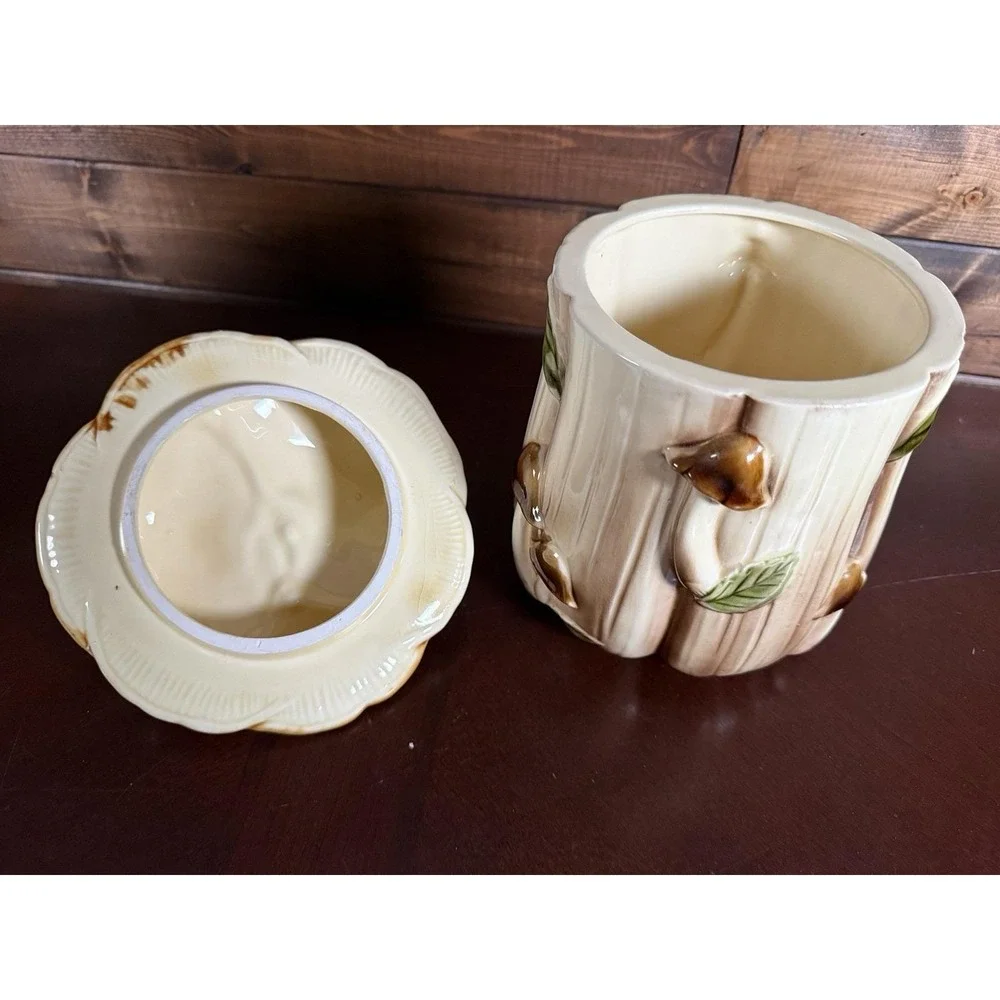 Vintage Homco Ceramic Mushroom Canisters Set Of 3 Small, Medium & Large